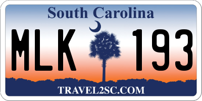 SC license plate MLK193
