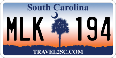 SC license plate MLK194