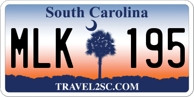 SC license plate MLK195