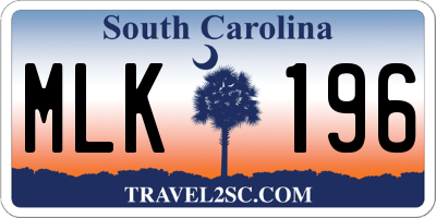 SC license plate MLK196