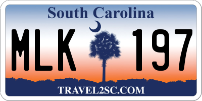 SC license plate MLK197