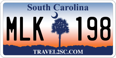 SC license plate MLK198