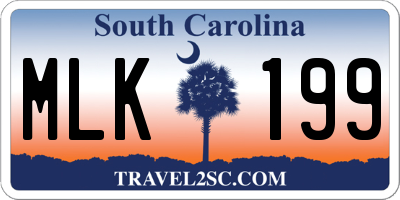 SC license plate MLK199