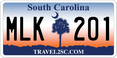 SC license plate MLK201