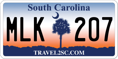 SC license plate MLK207
