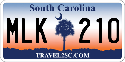 SC license plate MLK210
