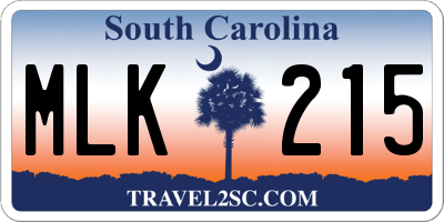 SC license plate MLK215