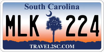 SC license plate MLK224