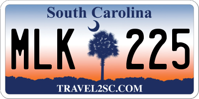 SC license plate MLK225