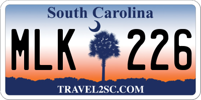 SC license plate MLK226