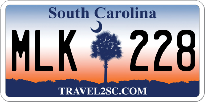 SC license plate MLK228