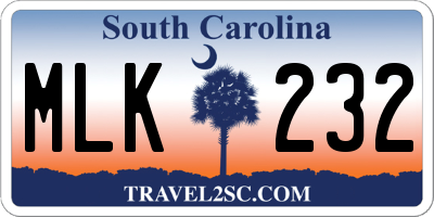 SC license plate MLK232