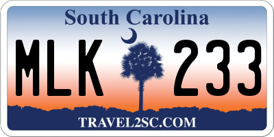 SC license plate MLK233
