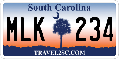 SC license plate MLK234