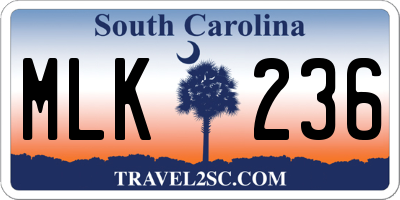 SC license plate MLK236
