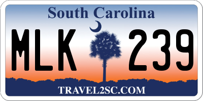 SC license plate MLK239