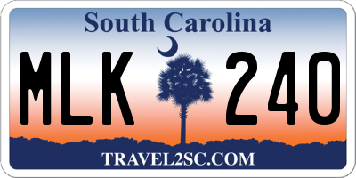 SC license plate MLK240