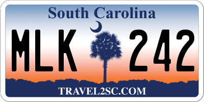 SC license plate MLK242