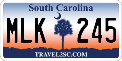 SC license plate MLK245