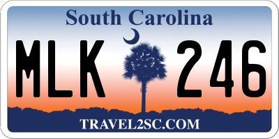 SC license plate MLK246