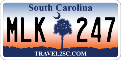 SC license plate MLK247