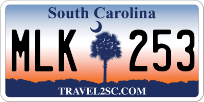 SC license plate MLK253