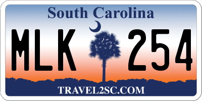 SC license plate MLK254