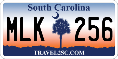 SC license plate MLK256