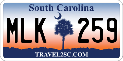 SC license plate MLK259