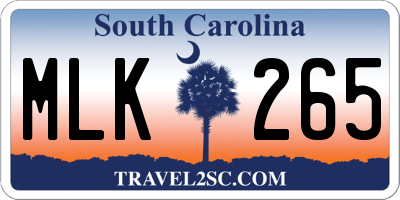 SC license plate MLK265
