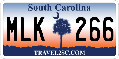 SC license plate MLK266