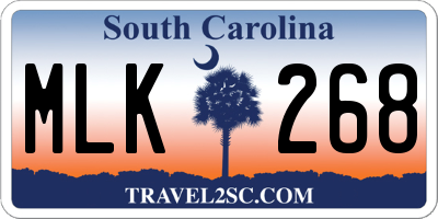 SC license plate MLK268