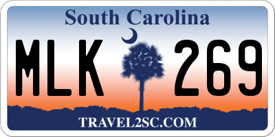 SC license plate MLK269