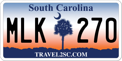 SC license plate MLK270