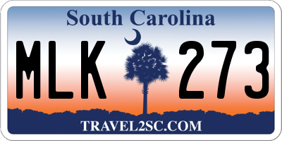 SC license plate MLK273