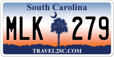 SC license plate MLK279