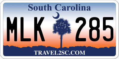 SC license plate MLK285