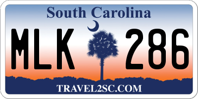 SC license plate MLK286