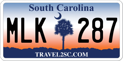 SC license plate MLK287