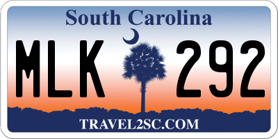 SC license plate MLK292