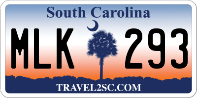 SC license plate MLK293