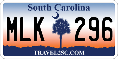 SC license plate MLK296