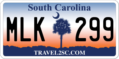 SC license plate MLK299