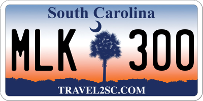 SC license plate MLK300