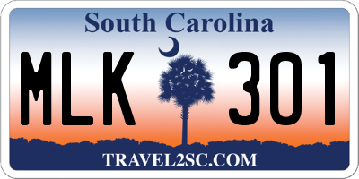 SC license plate MLK301