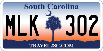 SC license plate MLK302