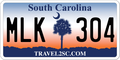 SC license plate MLK304