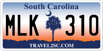 SC license plate MLK310