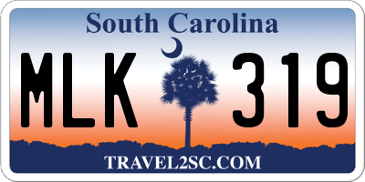 SC license plate MLK319