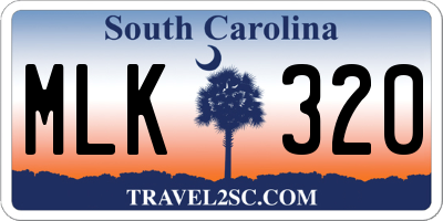 SC license plate MLK320
